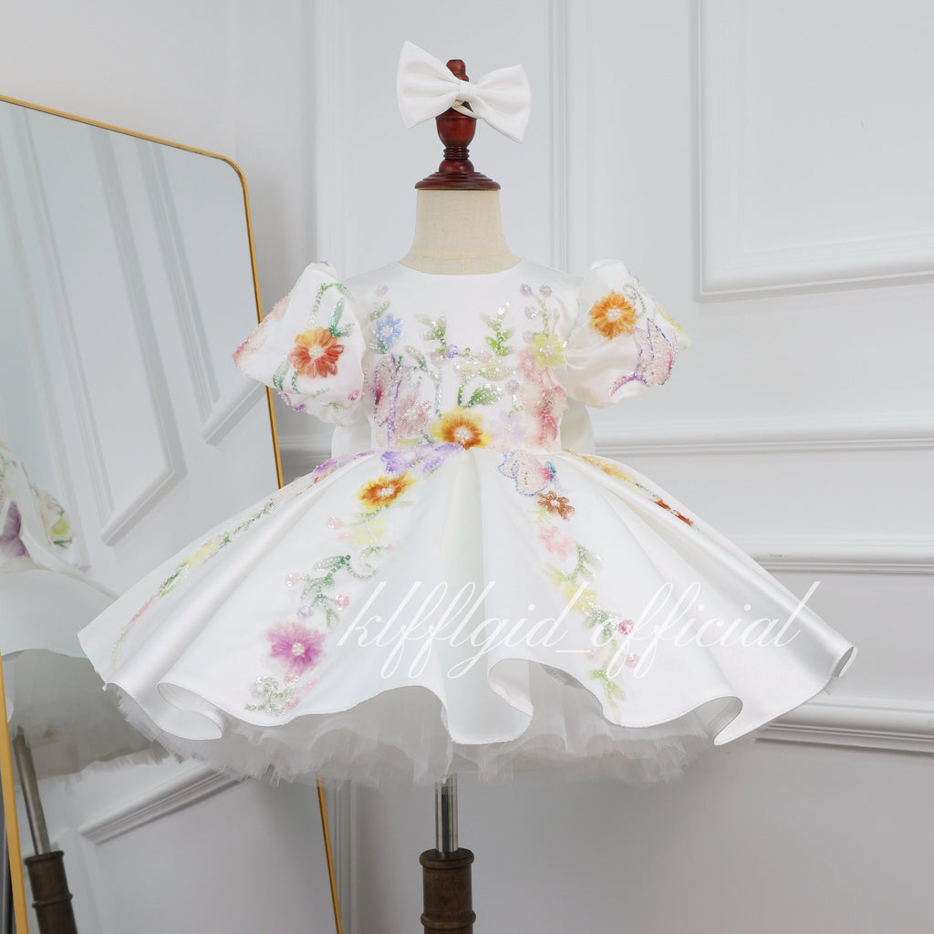 Baby First Birthday Flower Girl Tulle Princess Dress | KLFFIGID