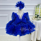 KLFFLGID Baby Birthday Dress 0-12 years old girls' dress with train Luxury ball catwalk costumes