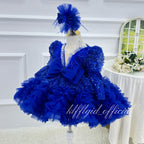 KLFFLGID Baby Birthday Dress 0-12 years old girls' dress with train Luxury ball catwalk costumes