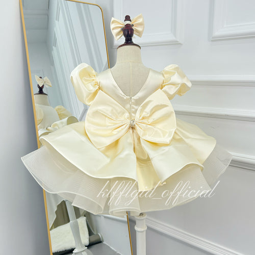Baby Birthday Dress Girls' Puff-Sleeve Evening Gown for Stage Runway Shows | KLFFIGID