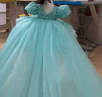 Sequined Puff Sleeve First Birthday Girl Princess Dress with Bow | KLFFIGID