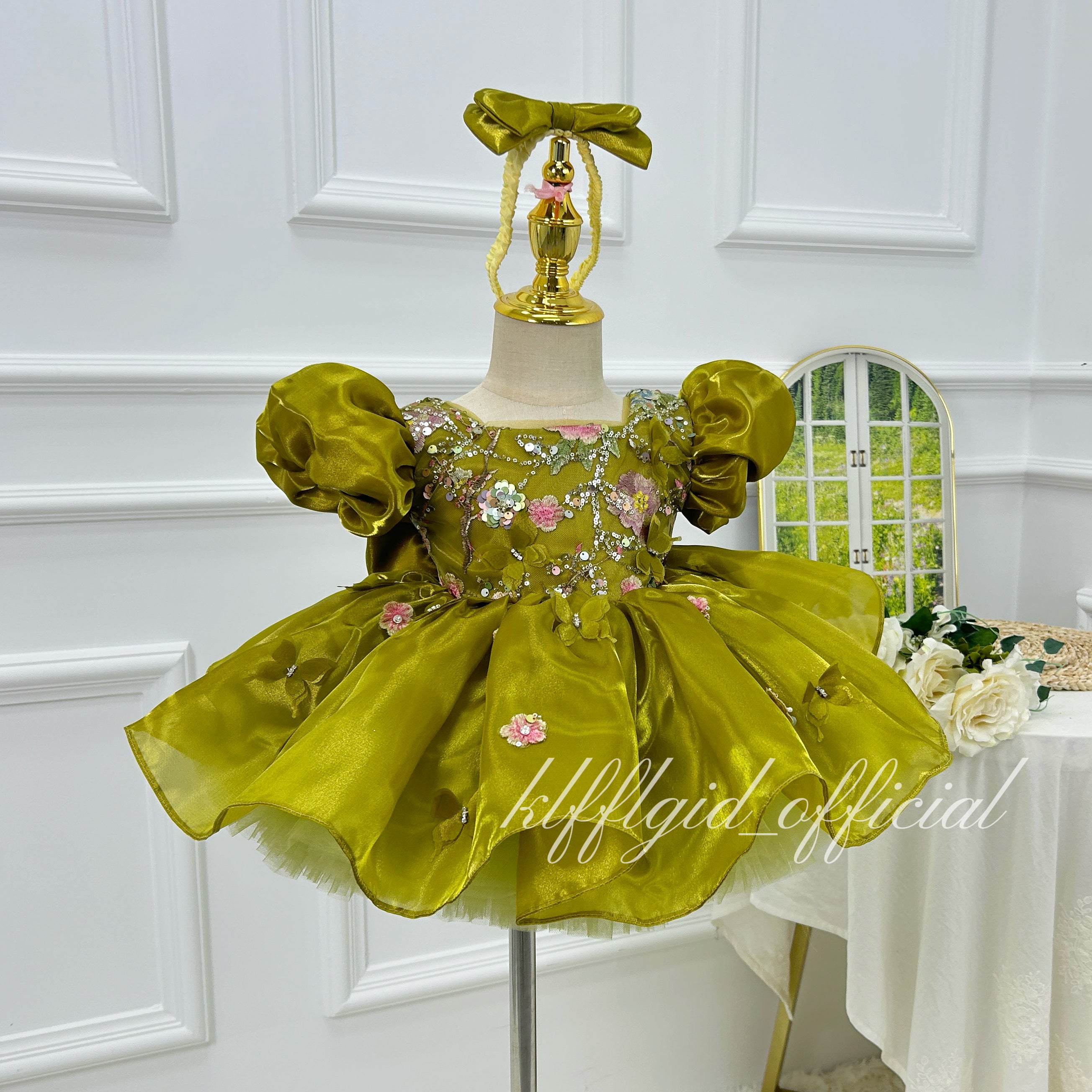 Baby's Birthday Dress Embroidered floral pageant dress for girls  | KLFFLGID