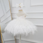 Cute Baby's Birthday Dress Stylish flower girl dress with feather details｜KLFFIGID