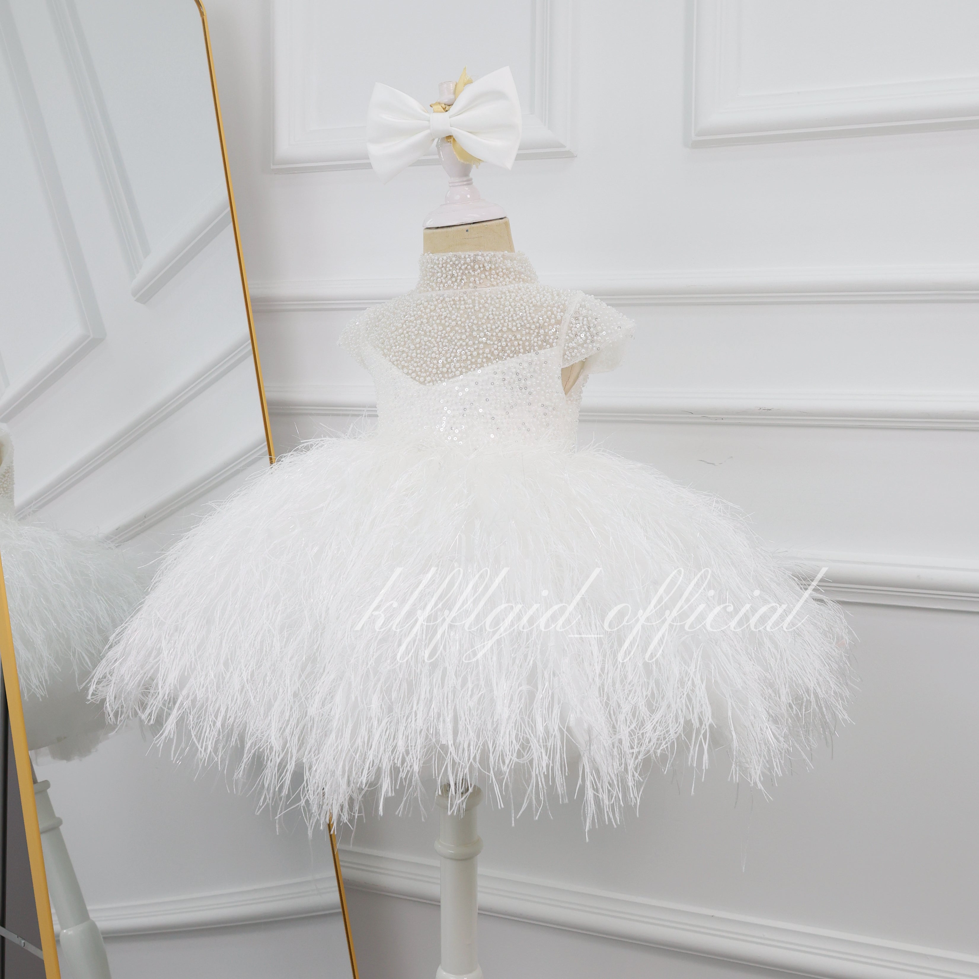 White Sequin Strap Dress - Luxury Angel Princess Ball Dress | KLFFLGID