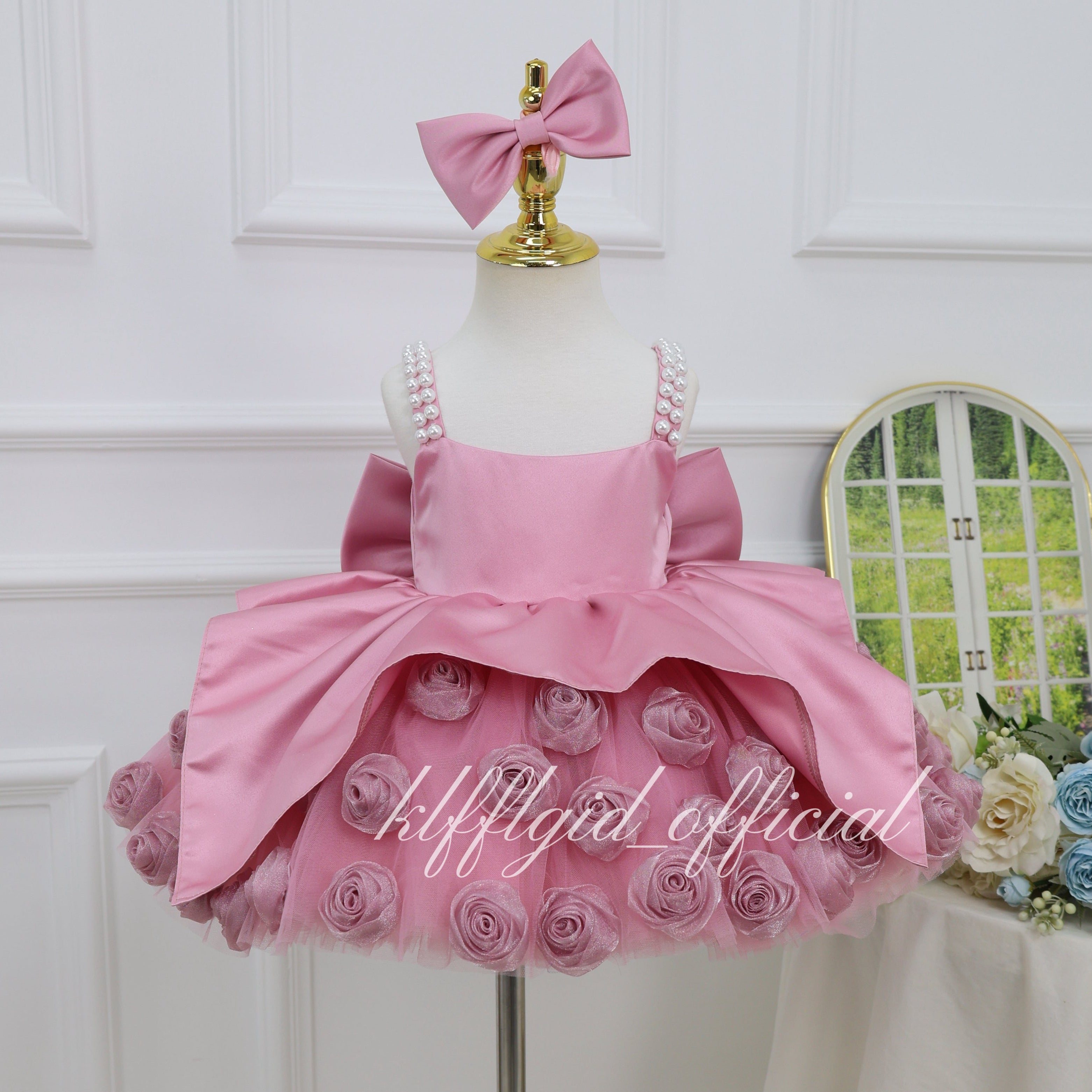 3D Floral Tulle 1st Birthday & Flower Girl Dress | KLFFIGID
