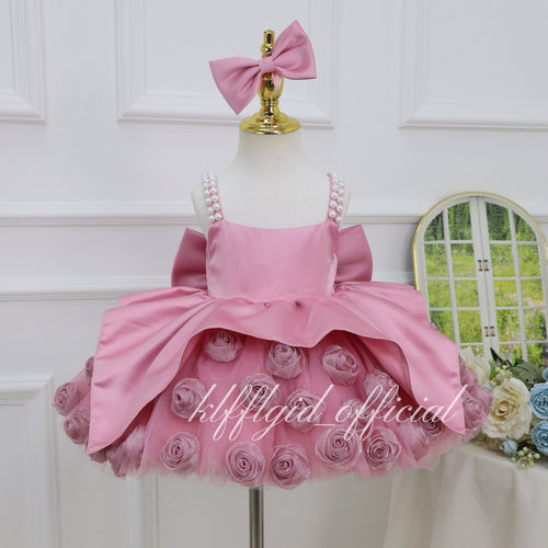 3D Floral Tulle 1st Birthday & Flower Girl Dress | KLFFIGID