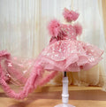 Flutter Sleeve Butterfly Tail Fluffy Girls Birthday Princess Dress | KLFFIGID