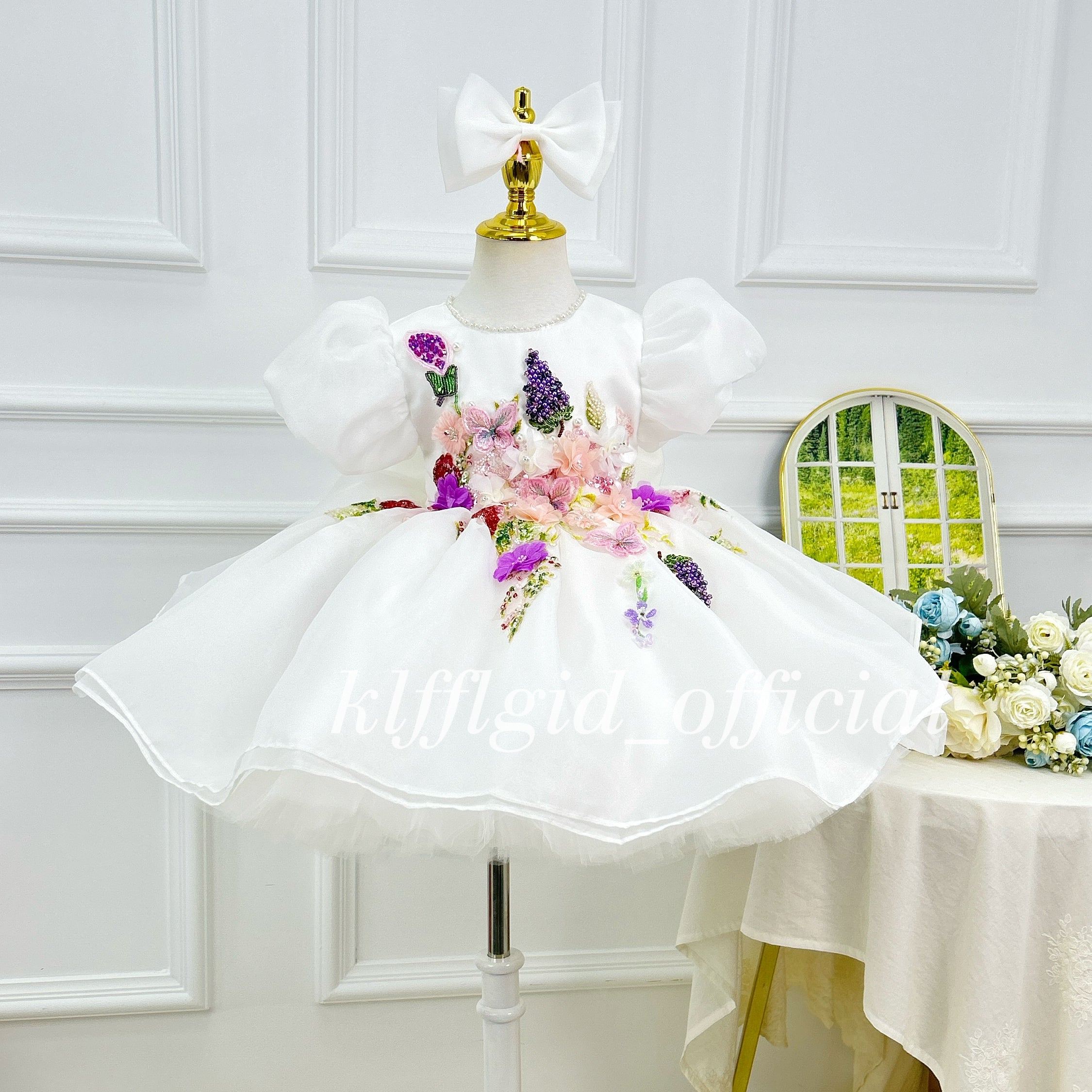 Birthday Princess Dress Luxury Girls Couture Stylish floral dress｜KLFFIGID