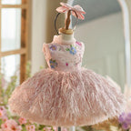 Girls Pink Vintage Floral Embroidery Princess Dress | KLFFIGID