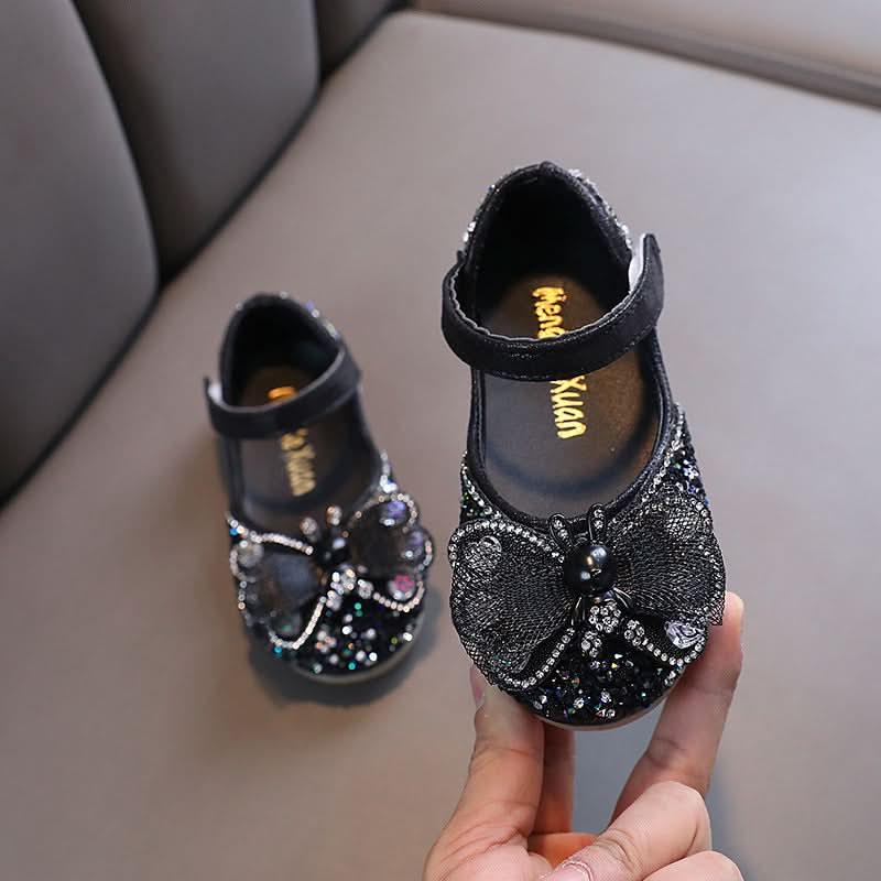 Soft & Comfortable: Easy Velcro Closure Stylish Kids' Shoes for All Occasions Perfect Blend of Glitter Rhinestones & Bows