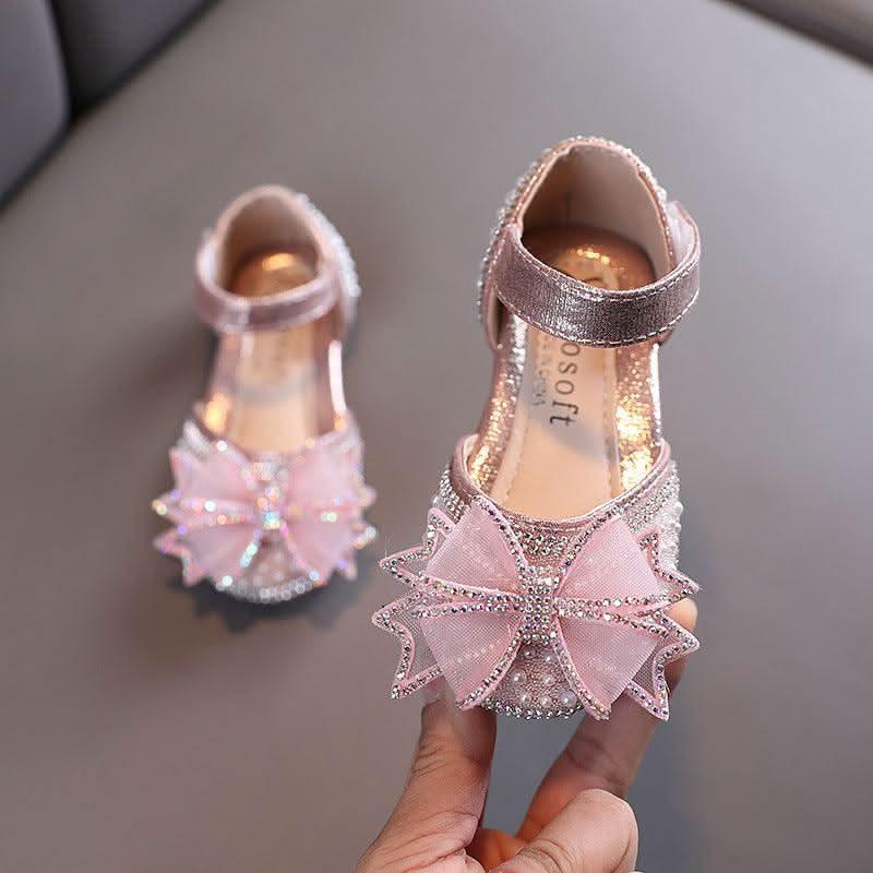 Sparkling Princess Shoes Dreamy Bow Shoes Fashionable Choice for Elegant Little Princesses