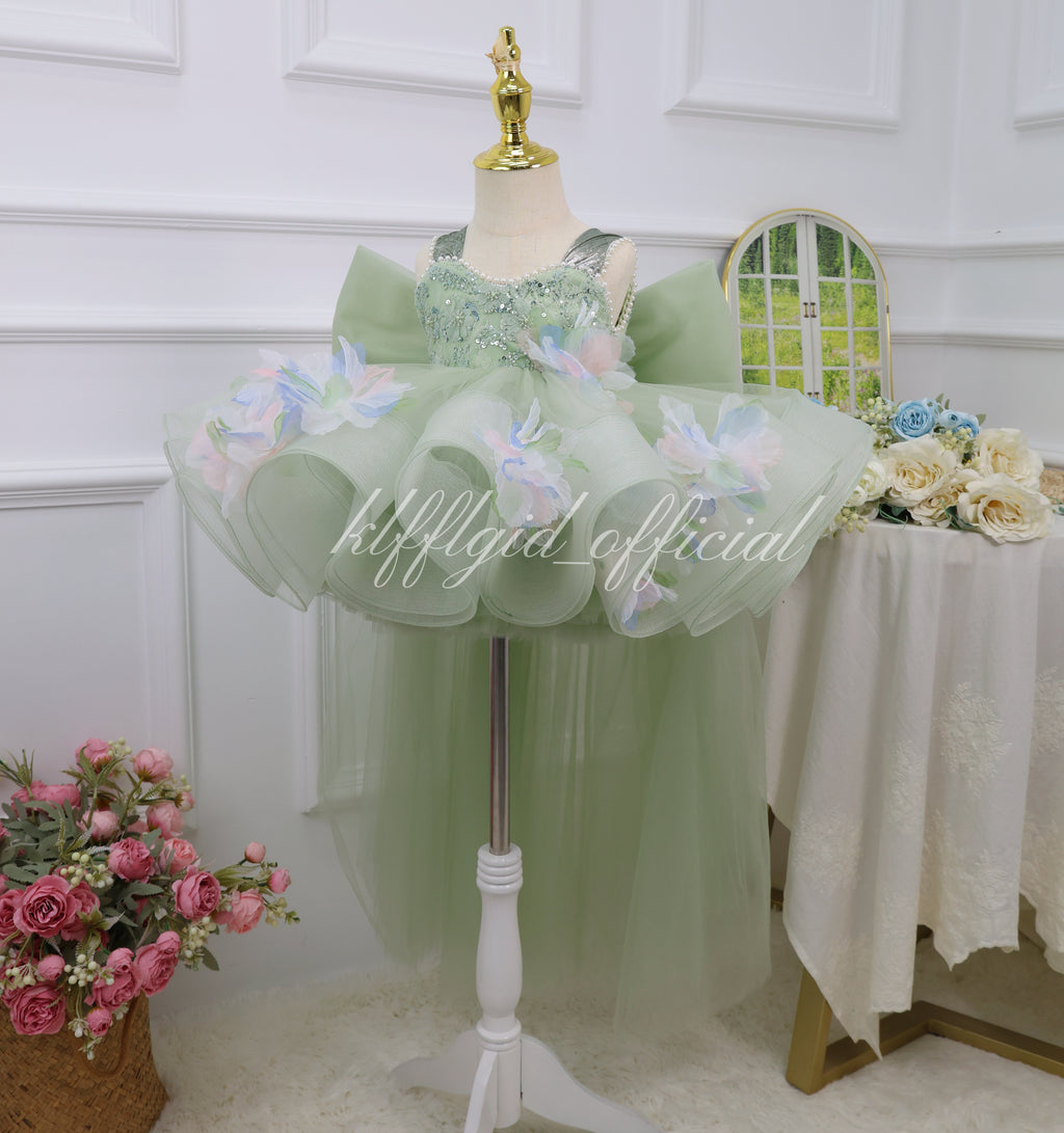 Girls First birthday dress Embroidered Floral Flower Girl Dress | KLFFIGID