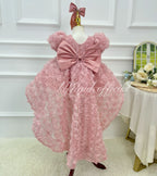 Rose Adorned Short Sleeve Princess Dress for Baby Girls | KLFFIGID