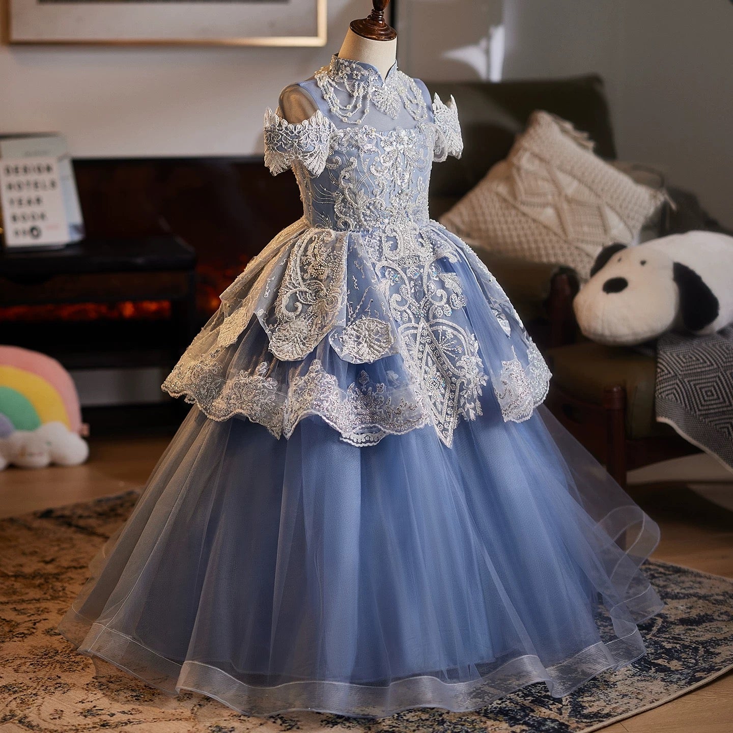 3-12 years old sparkling princess fantasy girl dress sparkling star fantasy glitter ball girl evening dress, girl dress