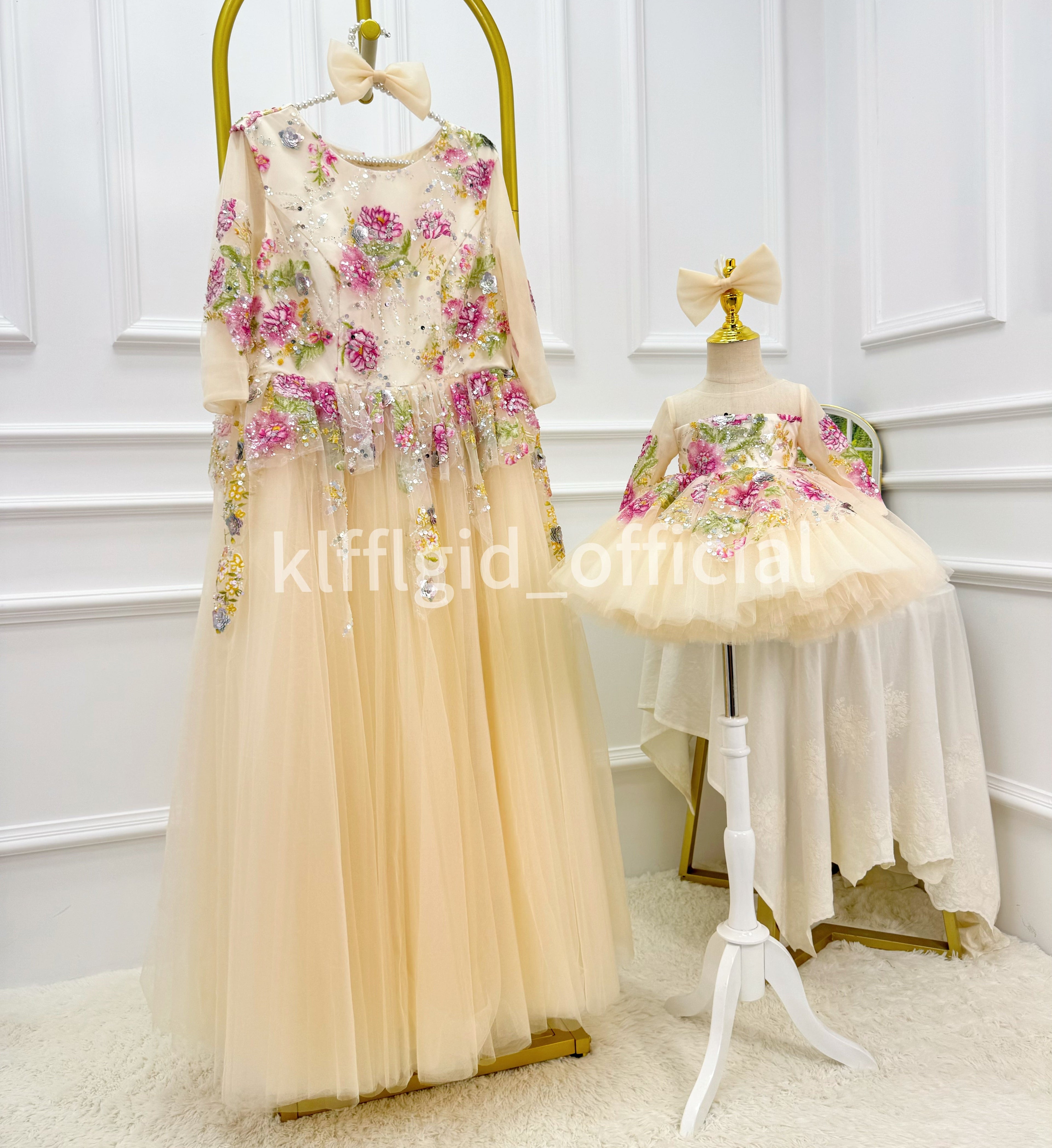 Toddlers birthday dress Pageant gowns for girl Matching mother-daughter outfits| KLFFIGID