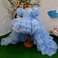 Girls Puff Sleeve Tail Birthday Party Princess Dress 0-12 Years | KLFFIGID