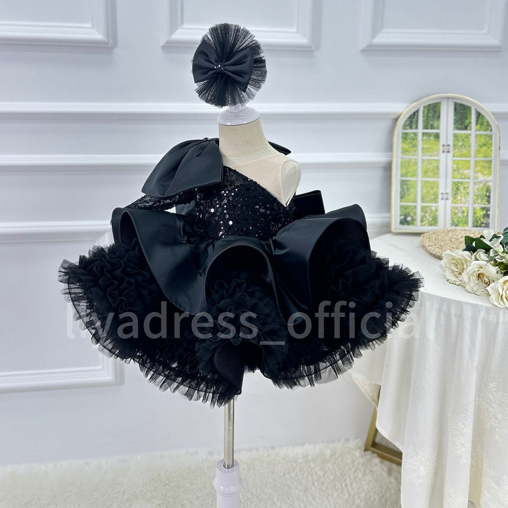One-Shoulder Mesh Fluffy Stage Performance Dress for Girls | KLFFIGID