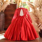 3-12 years old children's dress, sequined satin dress, red dress, piano performance dance evening dress, birthday party dress