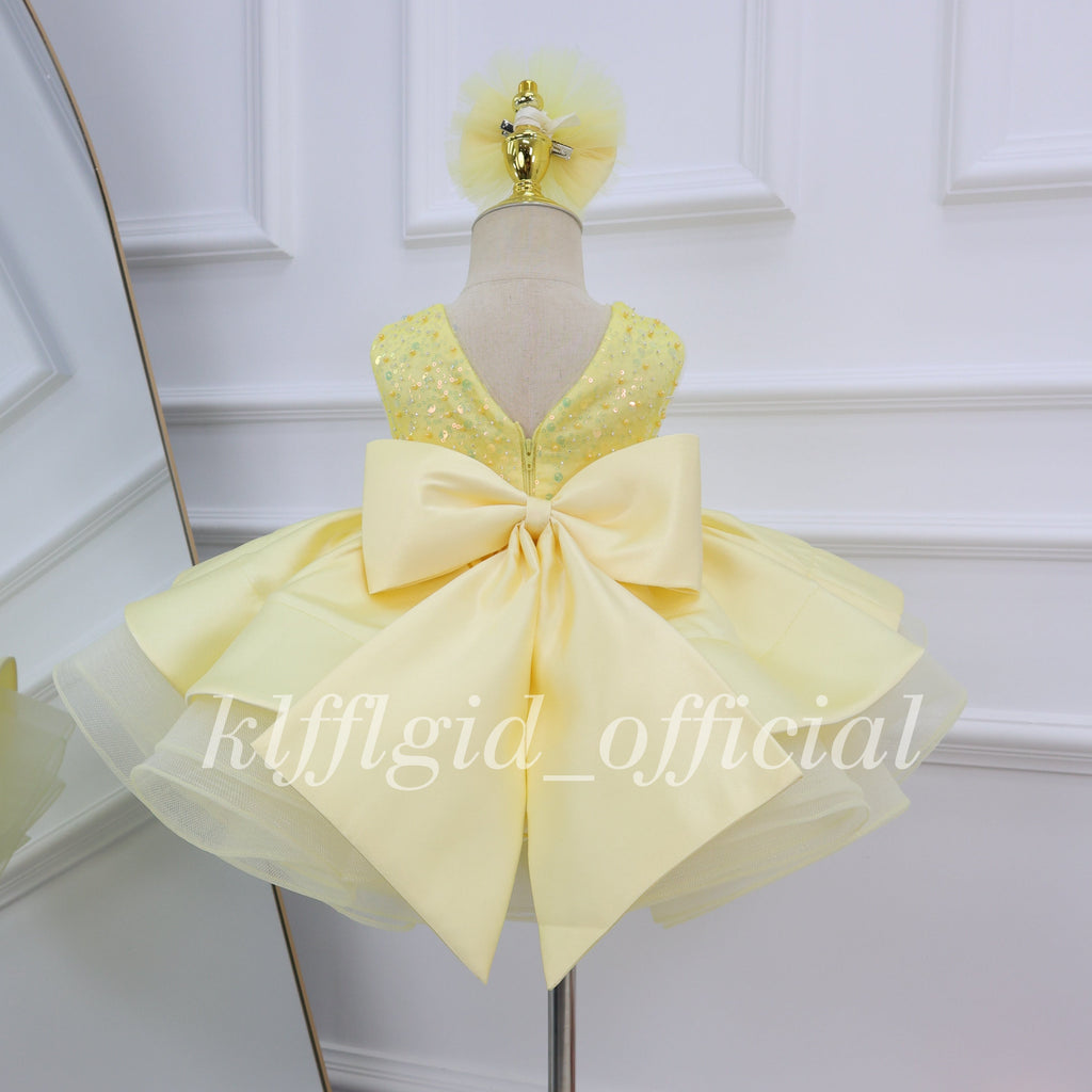 KLFFLGID Girls Sequined Backless Princess Dress Baby Birthday Dress Wedding Girl Dress