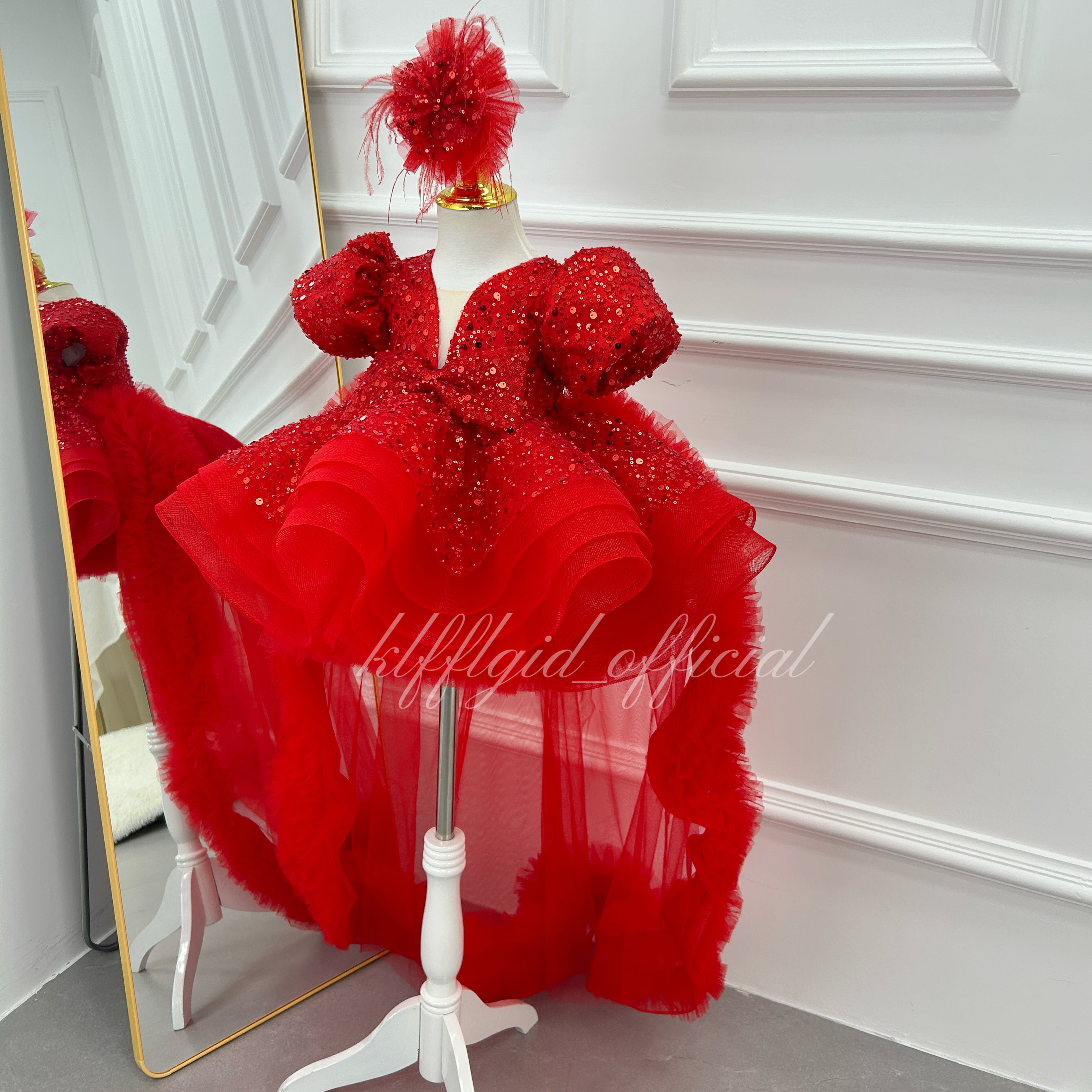 Baby First birthday dress Flower girl dress Red Christmas dress for girls | KLFFIGID