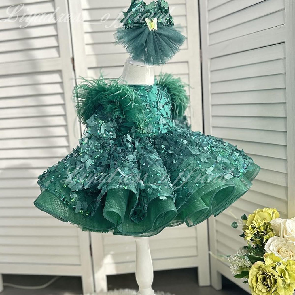 0-12Y Girls Long Sleeve Butterfly Embroidered Princess Dress | KLIFFIGID