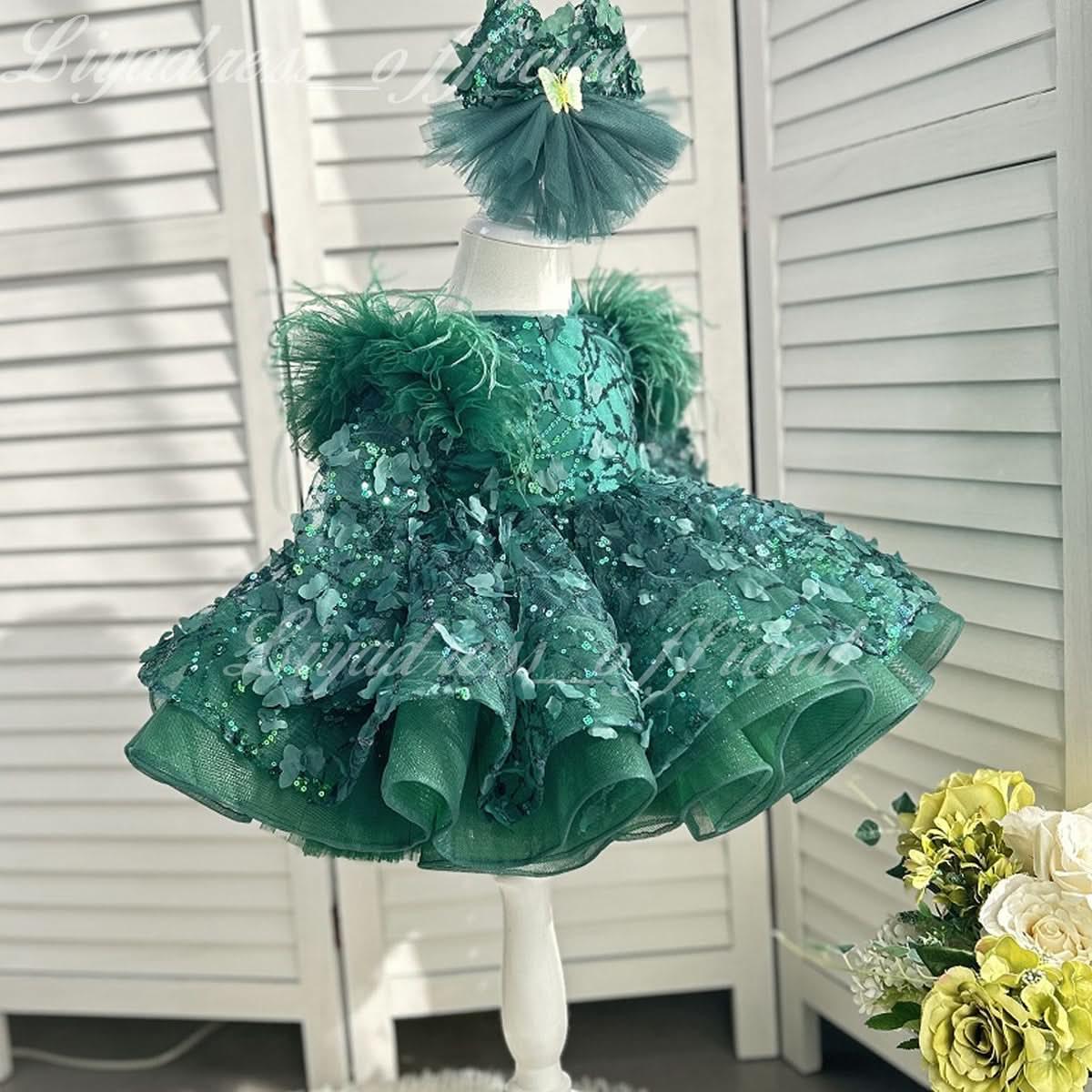 0-12Y Girls Long Sleeve Butterfly Embroidered Princess Dress | KLIFFIGID