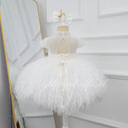 Cute Baby's Birthday Dress Stylish flower girl dress with feather details｜KLFFIGID