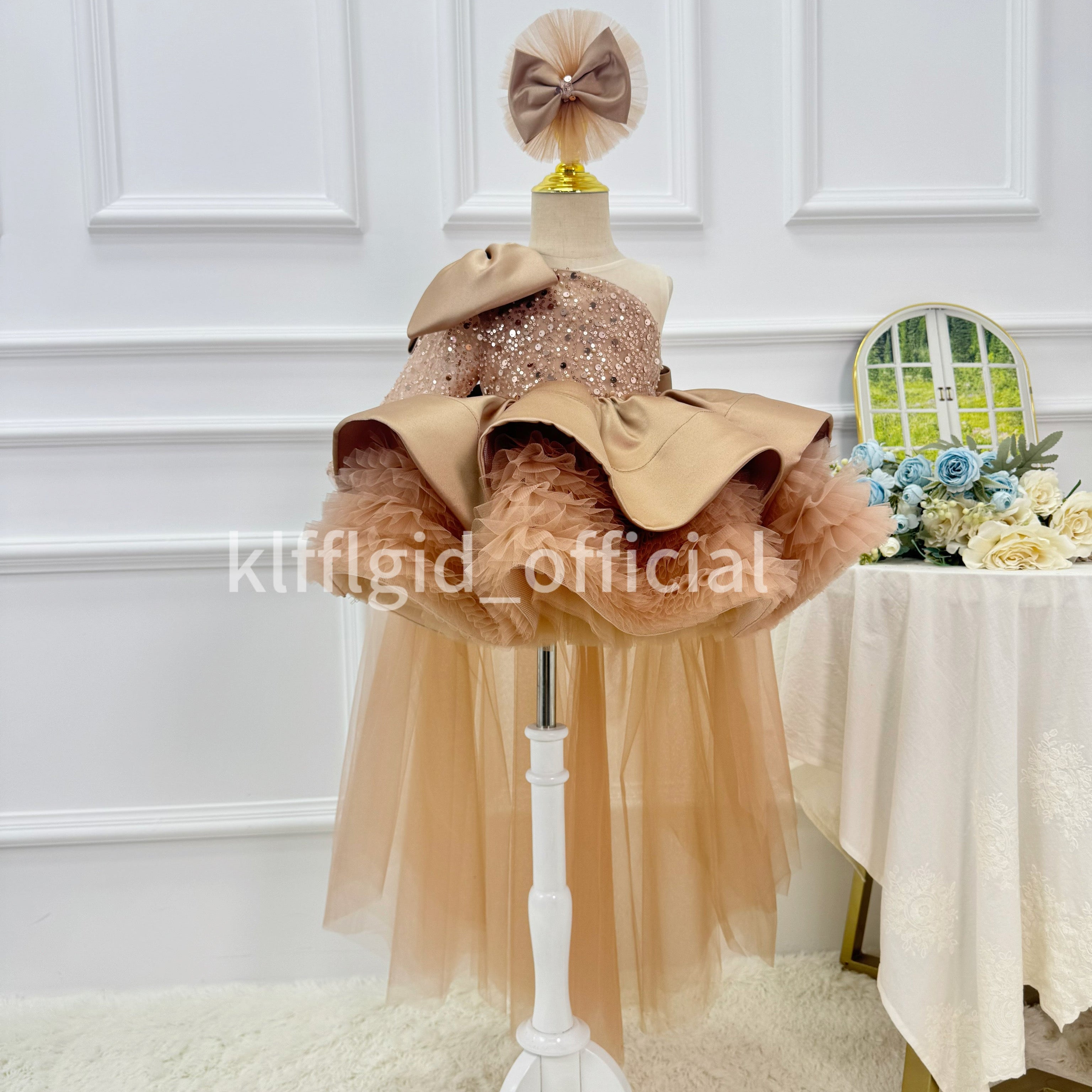 Stylish One-Shoulder Pageant Gown & Flower Girl Dress | KLFFLGID