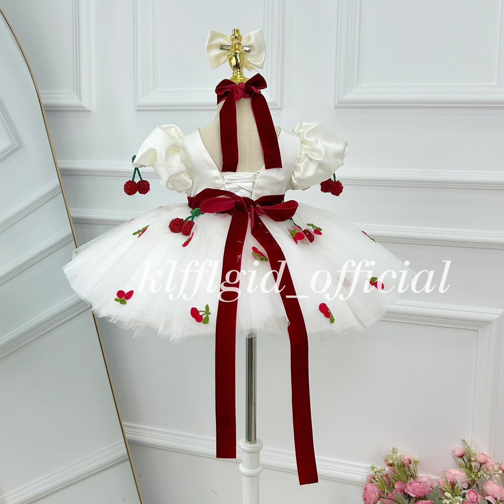 Cute Cherry Baby Birthday Dress Luxury flower girl dress | KLFFLGID