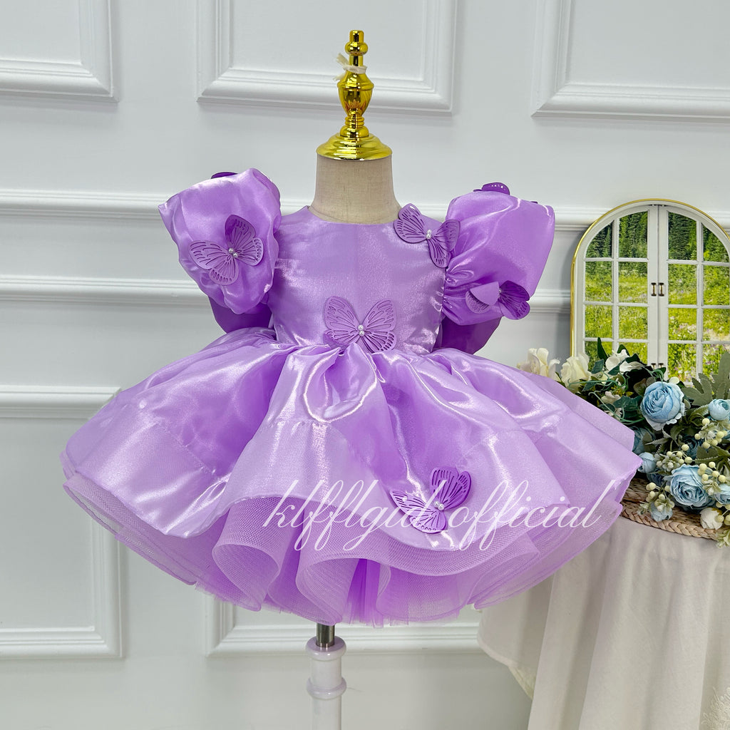 Baby 1st Birthday Tulle Dress with Large Bow for Pageant | KLFFIGID