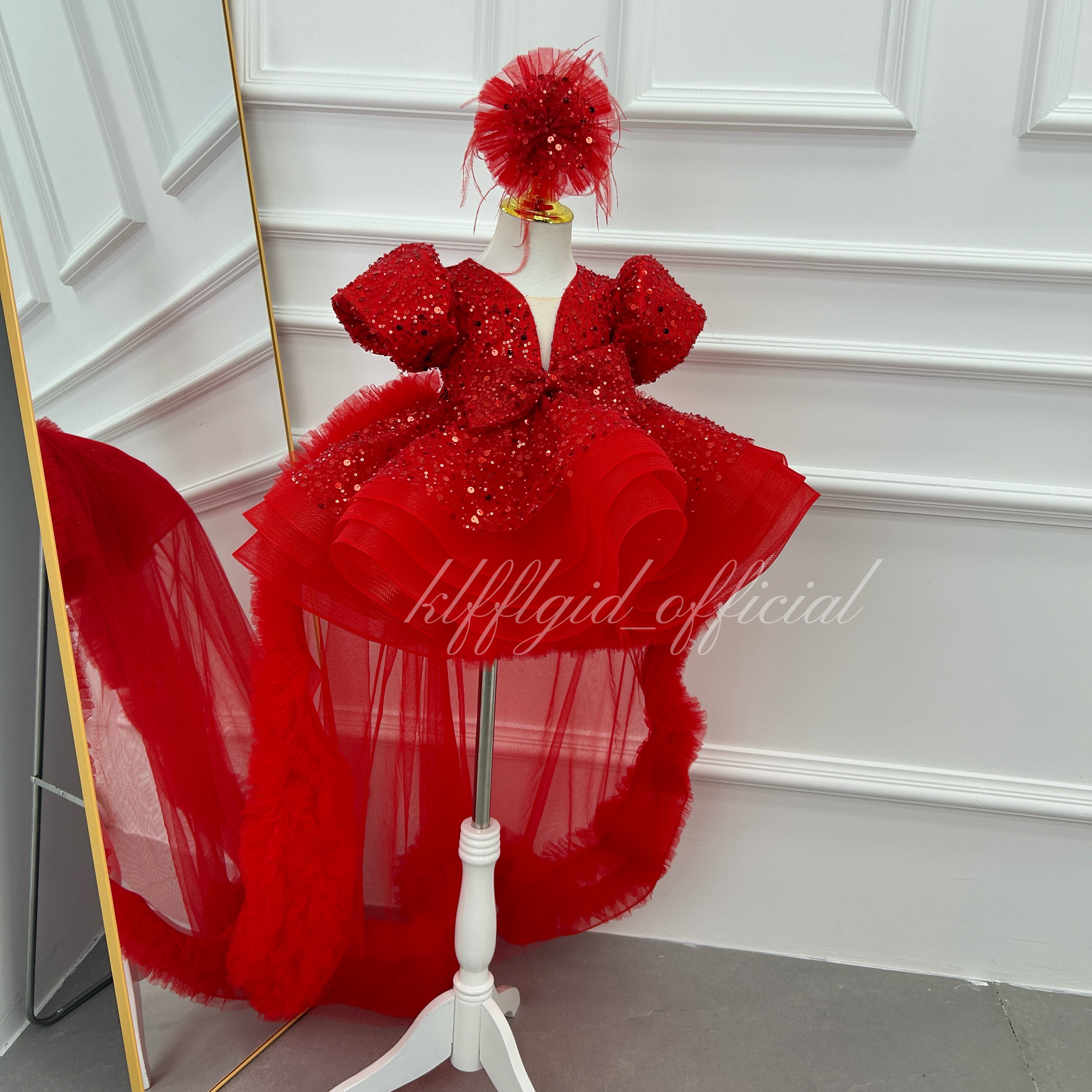 Baby First birthday dress Flower girl dress Red Christmas dress for girls | KLFFIGID