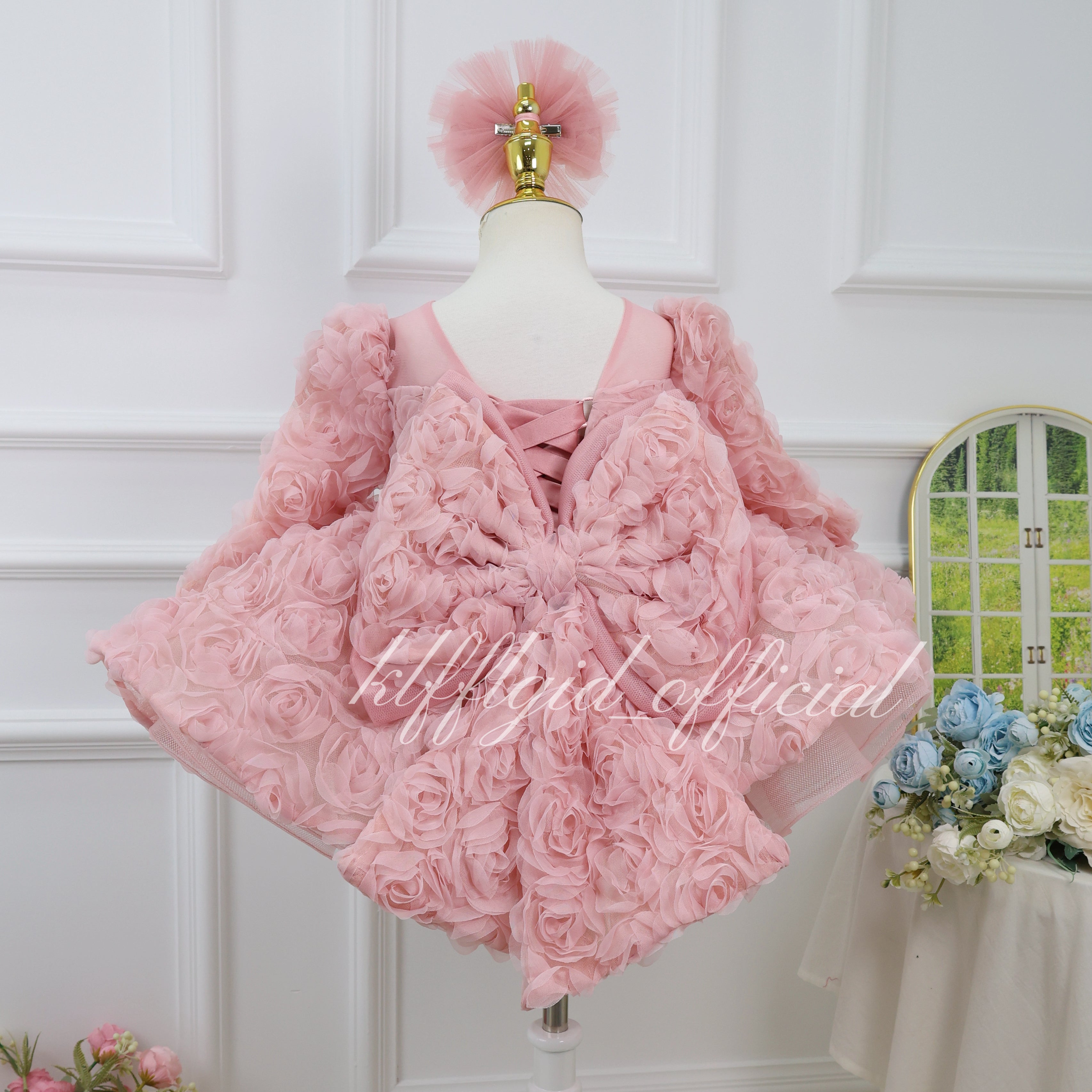 Floral 1st Birthday & Wedding Flower Girl Pageant Dress | KLFFIGID
