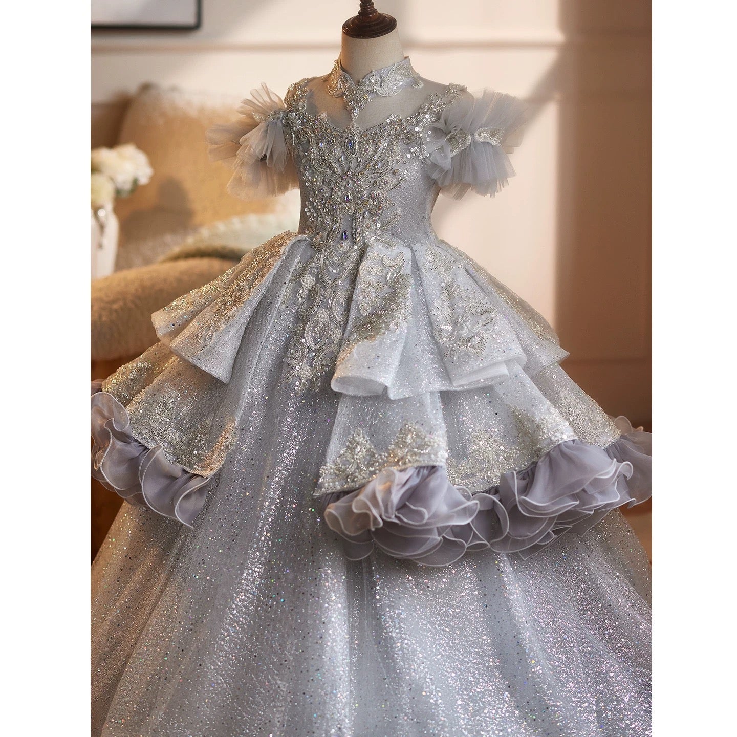 Children's festival stage performance evening dress concert high-end long girl's dress