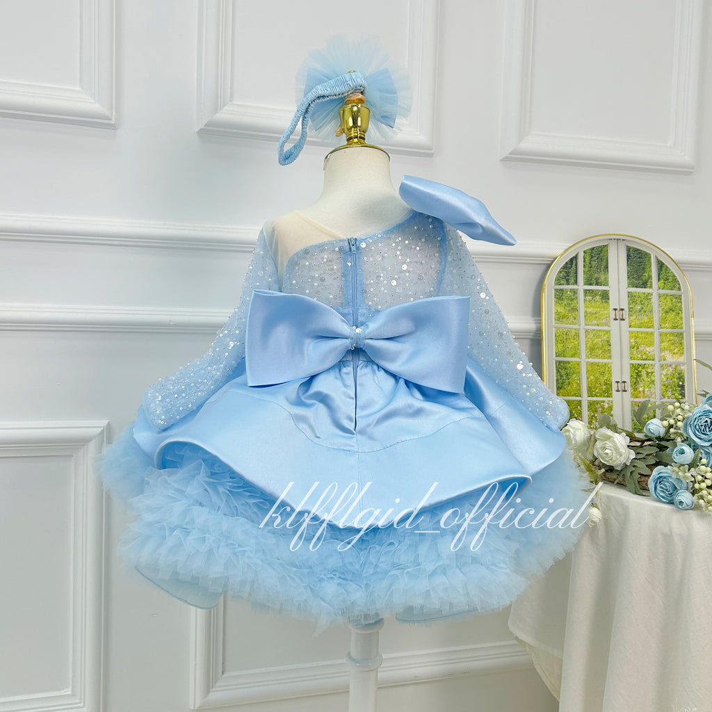 Sparkly Long Sleeve Birthday Pageant Dress for Baby Girls | KLFFIGID