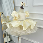 Baby Birthday Dress Girls' Puff-Sleeve Evening Gown for Stage Runway Shows | KLFFIGID