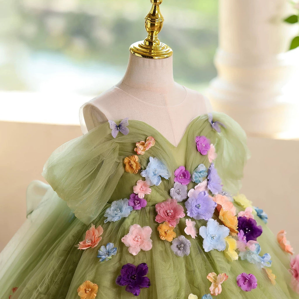 3-12 years old girl's flower princess dress, birthday party dress. Wedding evening dress