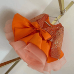 Satin Sequin Big Bow Fluffy Girls Birthday Princess Dress | KLFFIGID
