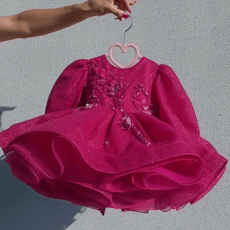 Girls Long Sleeve Sequin Embroidered Princess Dress | KLFFLGID