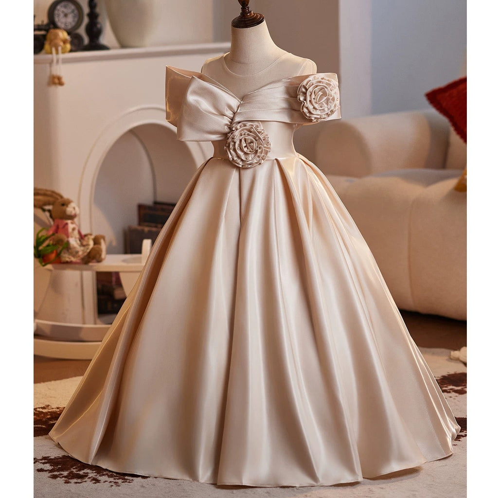 Elegant wedding flower girl dress, school ceremony party girl princess dress, ballerina girl dress