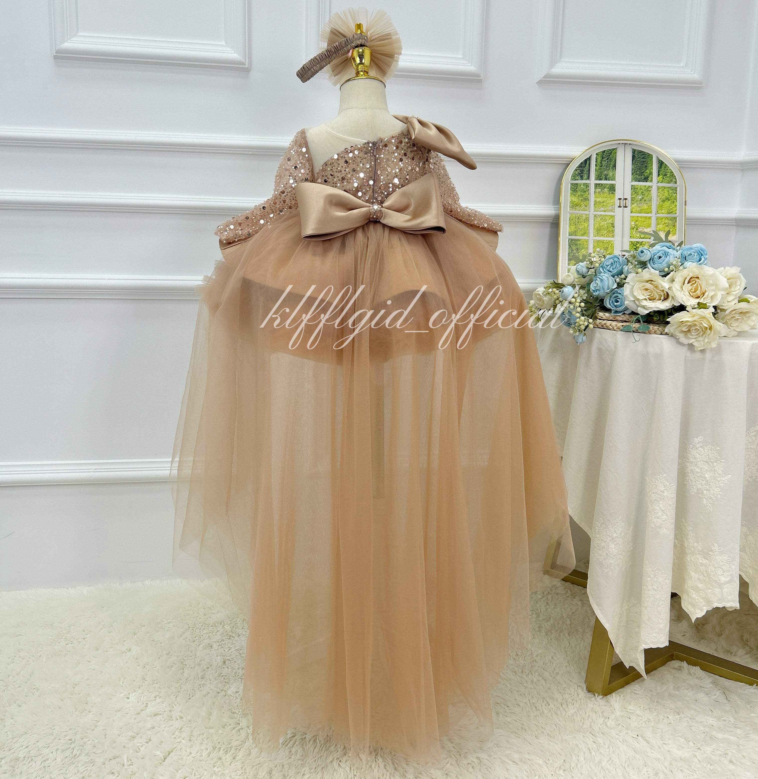 Baby 1st Birthday Luxury Sequin Dress for Little Girls | KLFFIGID