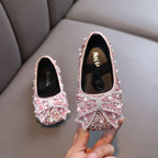 Princess Sparkle Shoes Elegant Bow Shoes for Little Girls Shimmering Princess Shoes