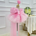 Baby Puff Sleeve Fluffy Tail 1st Birthday Party Princess Dress | KLFFIGID