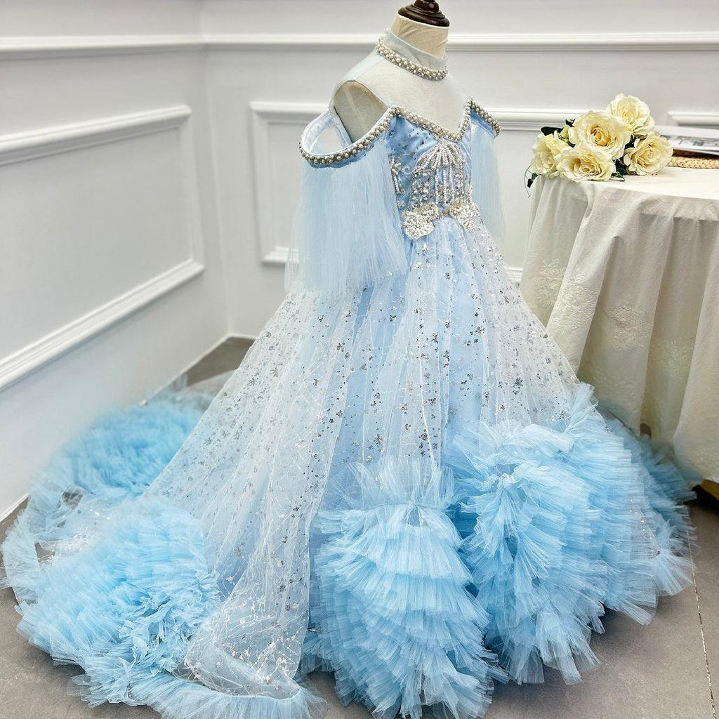 Prom performance girl evening dress trailing elegant long dress