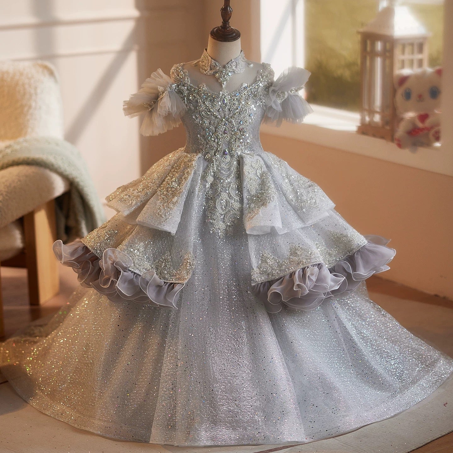 Children's festival stage performance evening dress concert high-end long girl's dress