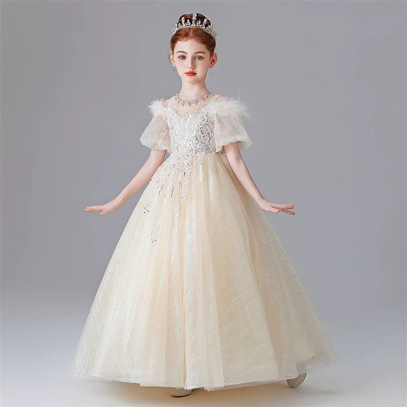 3-12 years old children's dress rose temperament birthday party stage performance girl princess dress