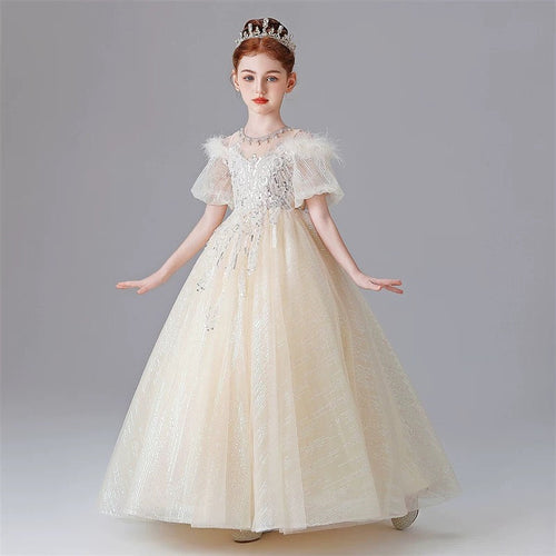 3-12 years old children's dress rose temperament birthday party stage performance girl princess dress