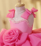 Girls Pearl Rose Sleeveless First Birthday Princess Dress | KLFFIGID