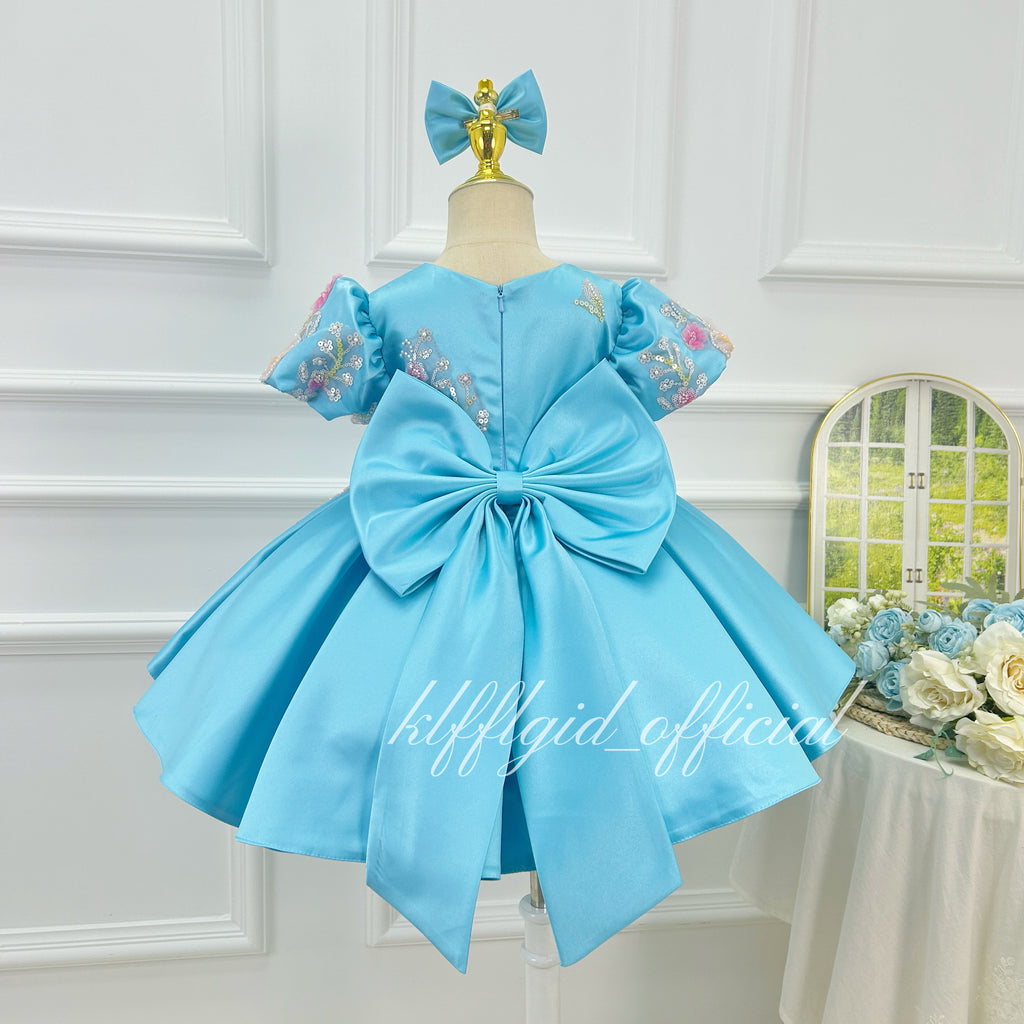 Girls Sequin Tulle Princess Dress 3D Floral Flower Girl Dress Baby's birthday outfit | KLFFIGID
