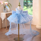 Cute Toddlers Birthday Dress Elegant Pageant Gown with 3D Butterflies | KLFFLGID