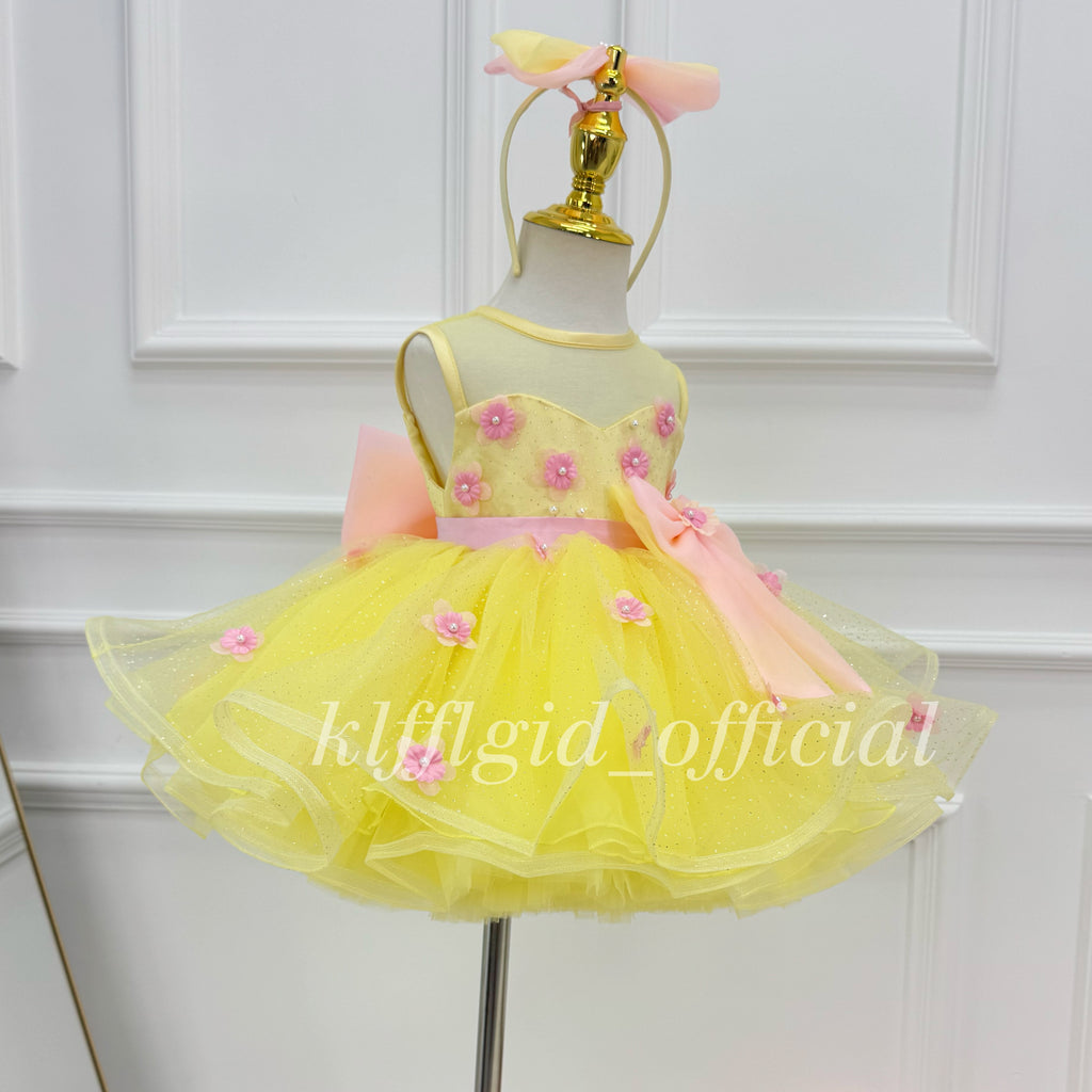Baby Birthday & Wedding Flower Girl Layered Tulle Dress | KLFFLGID